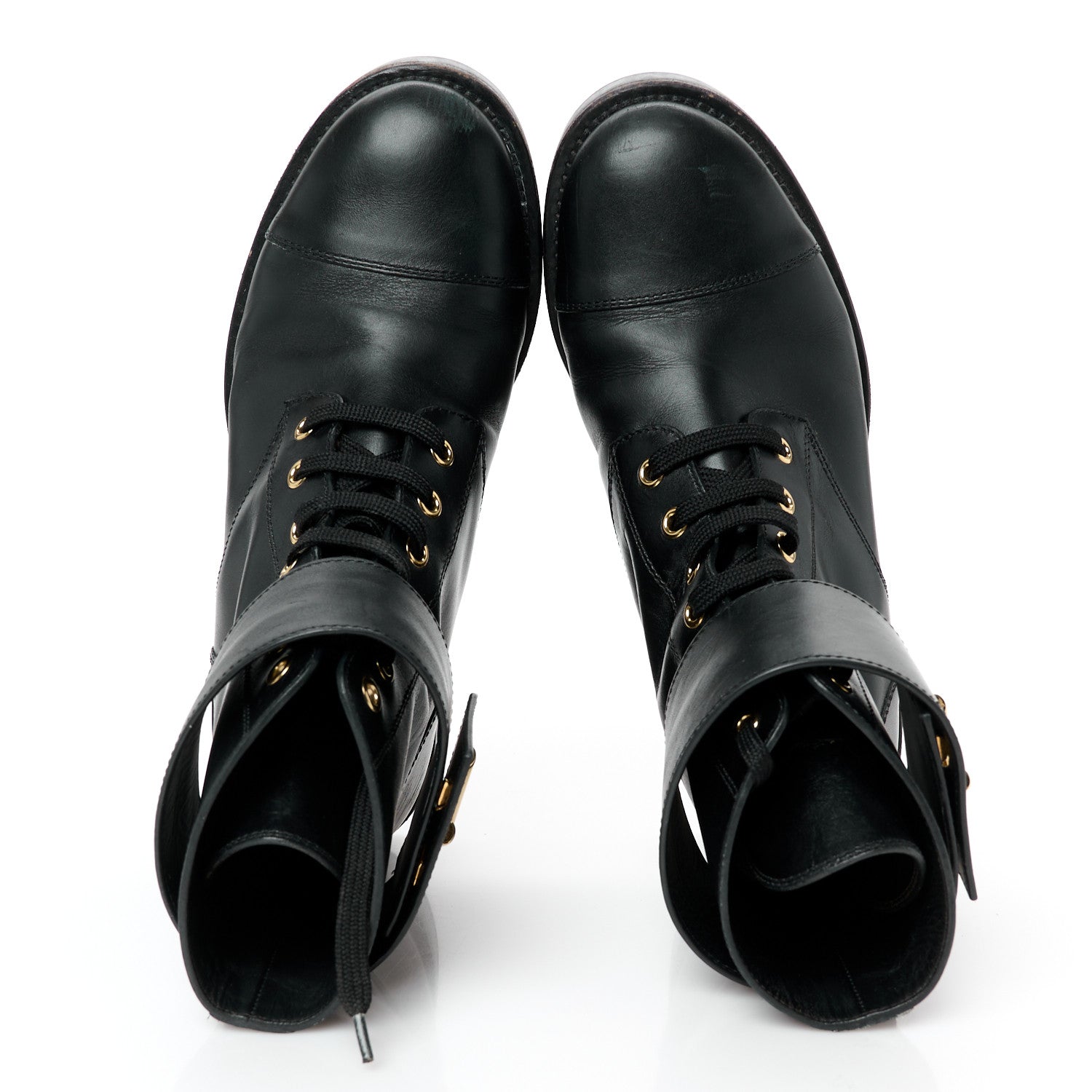 Louis Vuitton Calfskin Wonderland Flat Ranger Boots 37 Black 2 of 10