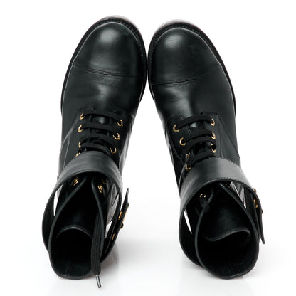 Louis Vuitton Calfskin Wonderland Flat Ranger Boots 37 Black 2 of 10