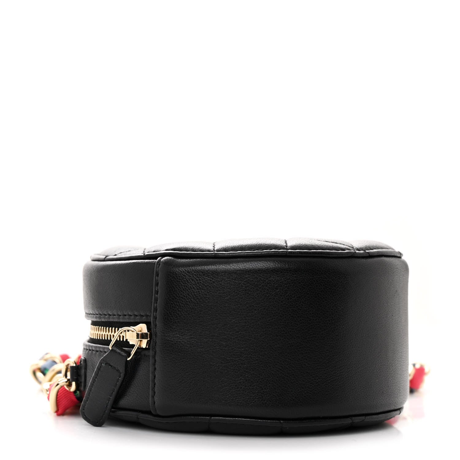 Chanel Shiny Lambskin Ribbon Quilted Round Clutch With Chain Black 4 of 11
