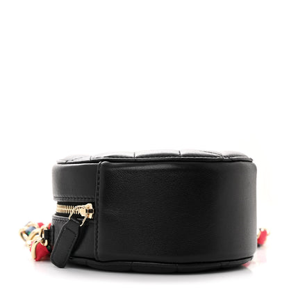 Chanel Shiny Lambskin Ribbon Quilted Round Clutch With Chain Black 4 of 11