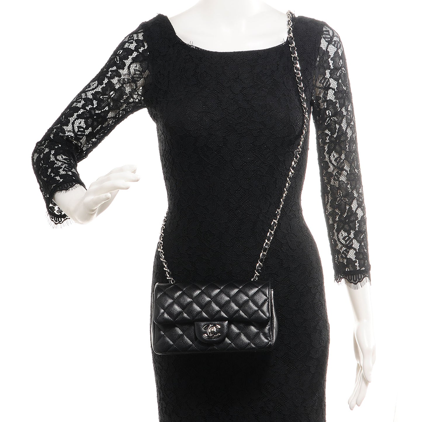 Caviar Quilted Mini Flap Black