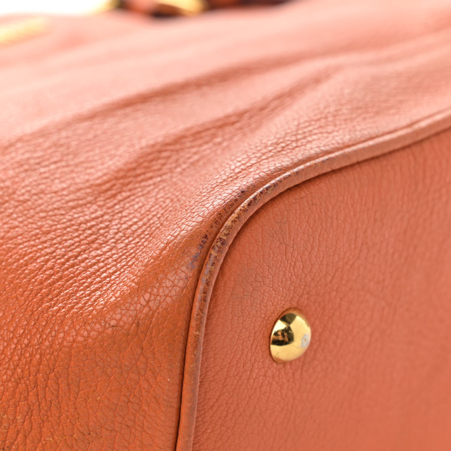 Miu Miu Goatskin Madras Zip Tote Papaya 10 of 18