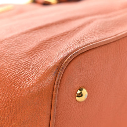 Miu Miu Goatskin Madras Zip Tote Papaya 10 of 18