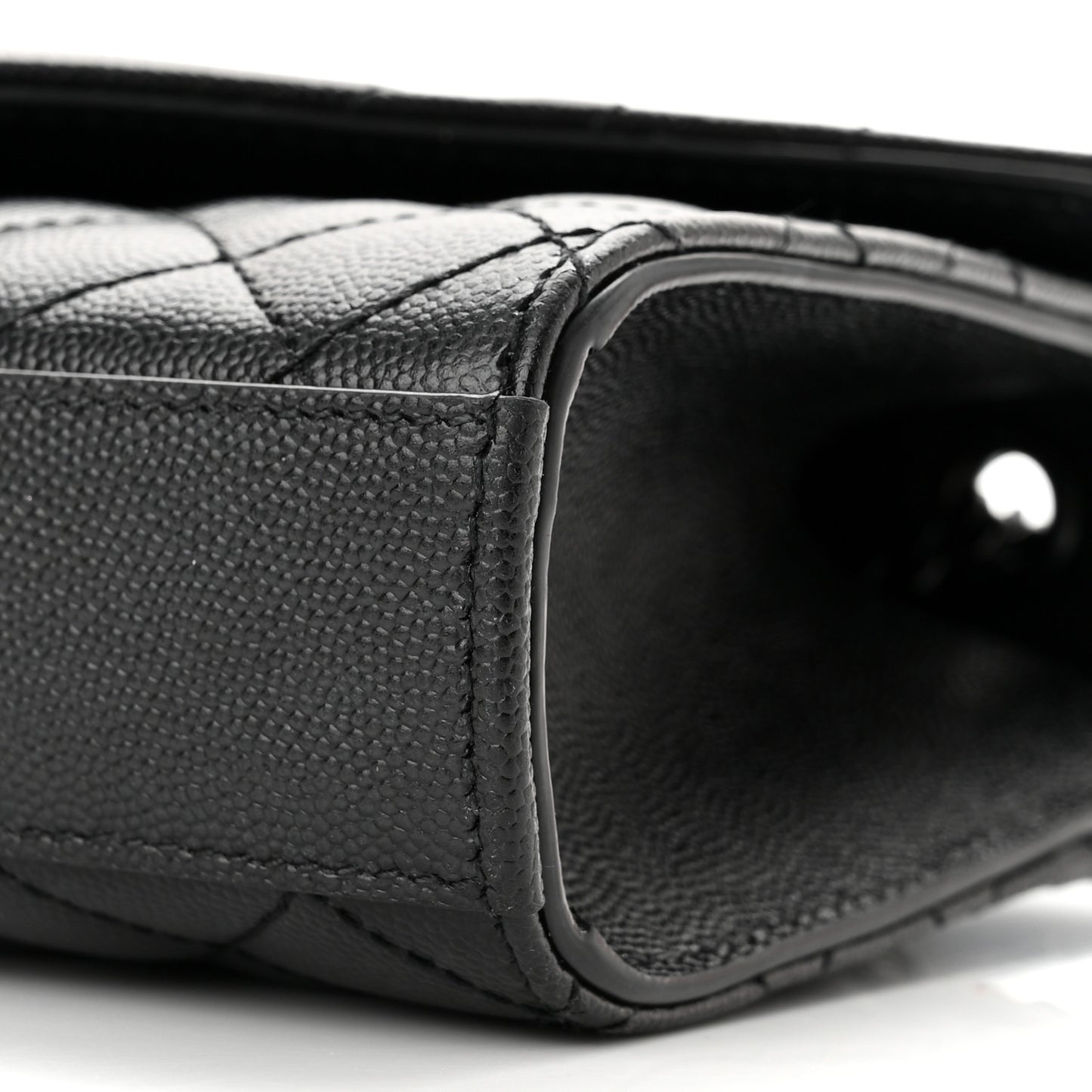 Grain De Poudre Textured Mixed Matelasse Triquilt Small Monogram Monochrome Satchel Black