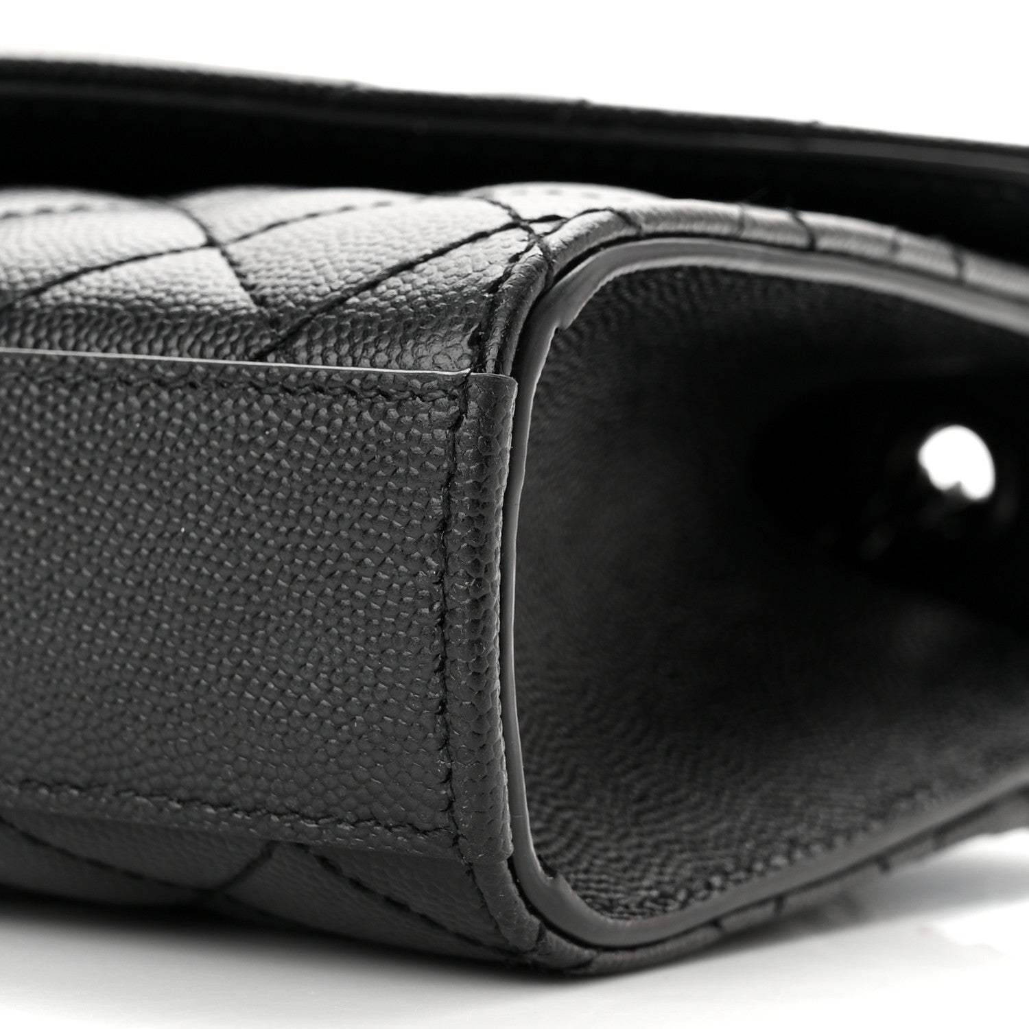 Saint Laurent Grain De Poudre Textured Mixed Matelasse Triquilt Small Monogram Monochrome Satchel Black 9 of 10