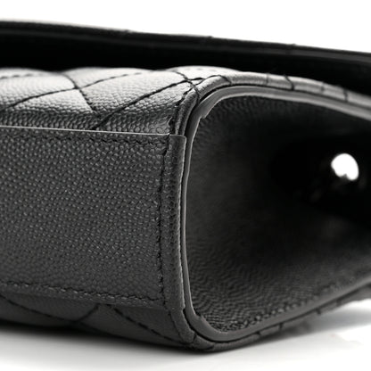Saint Laurent Grain De Poudre Textured Mixed Matelasse Triquilt Small Monogram Monochrome Satchel Black 9 of 10