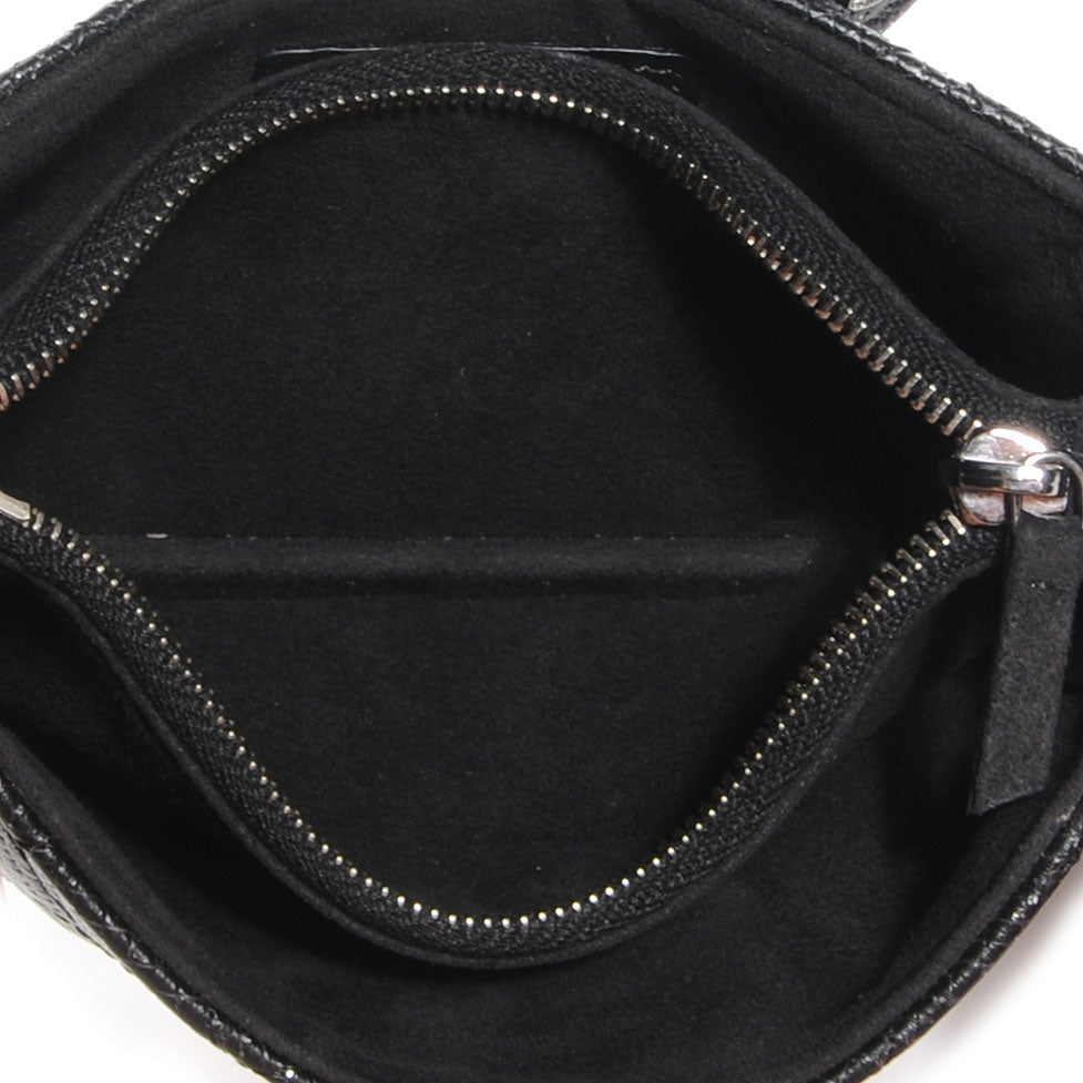 Glitter Caviar Quilted Mini Clutch Black