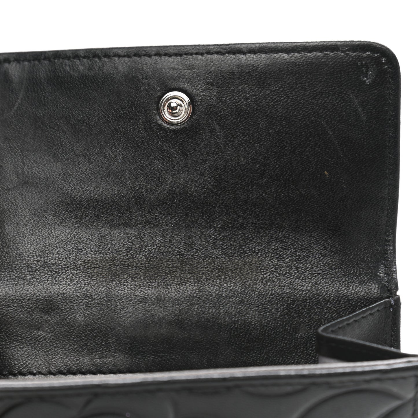 Lambskin Embossed Camellia French Wallet Black