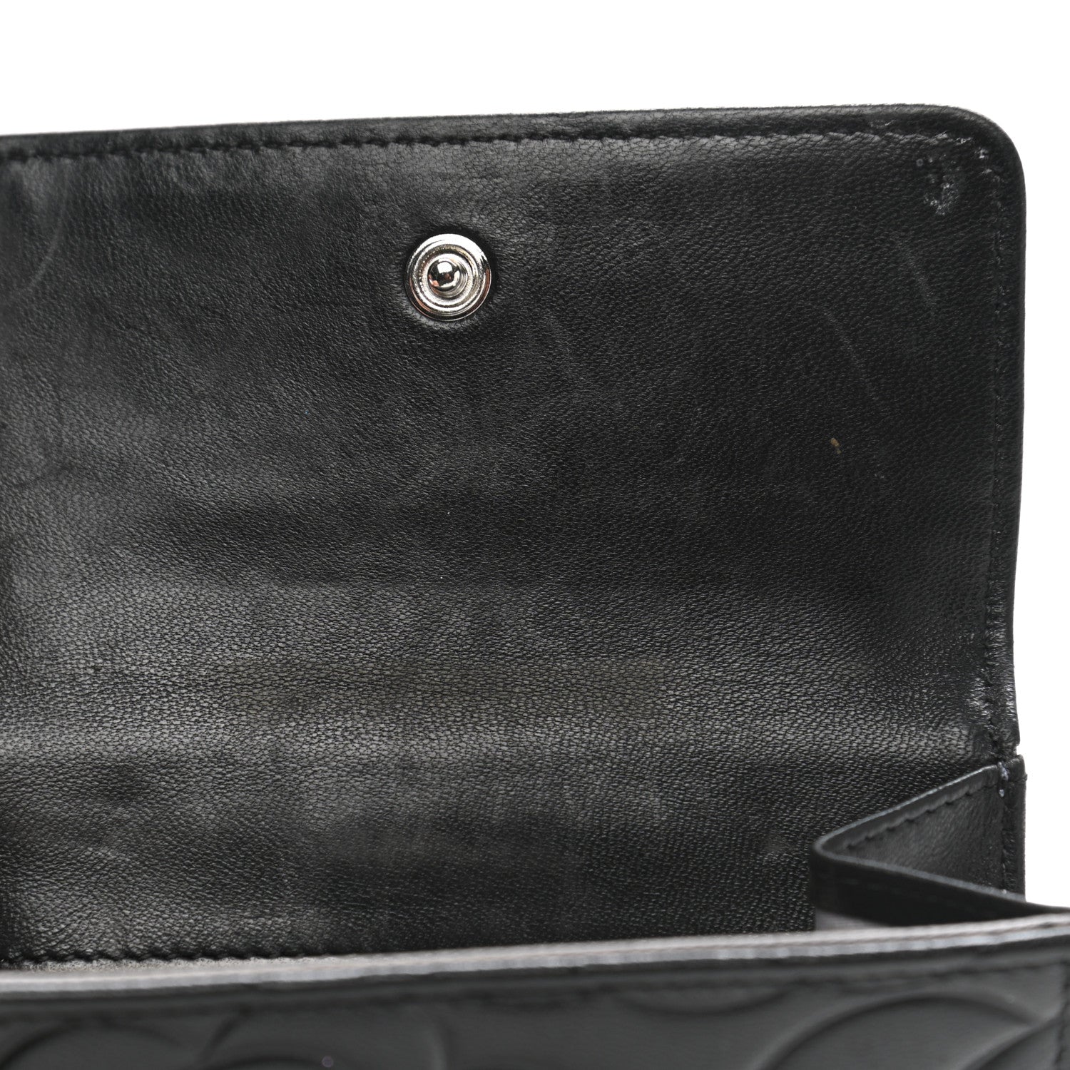 Chanel Lambskin Embossed Camellia French Wallet Black 9 of 16