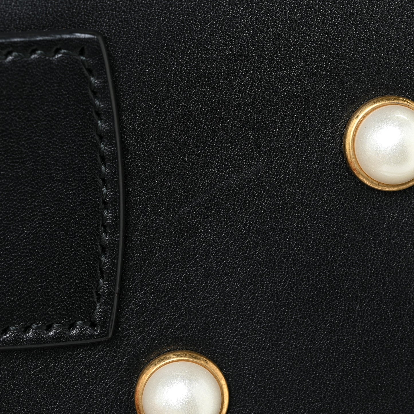 Nappa Pearl Studded Mini Queen Margaret Broadway Shoulder Bag Black