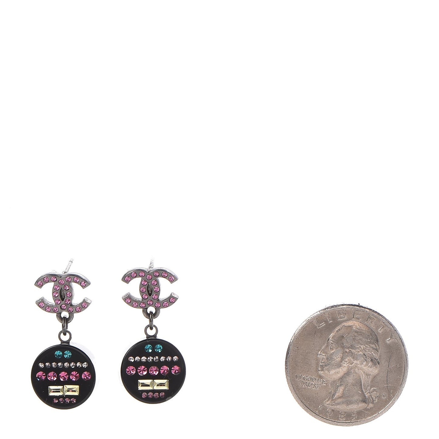 Resin Crystal CC Drop Earrings Black Multicolor