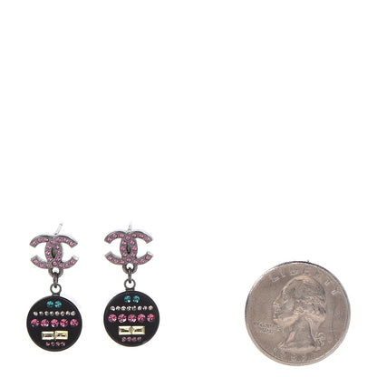 Chanel Resin Crystal CC Drop Earrings Black Multicolor 2 of 5