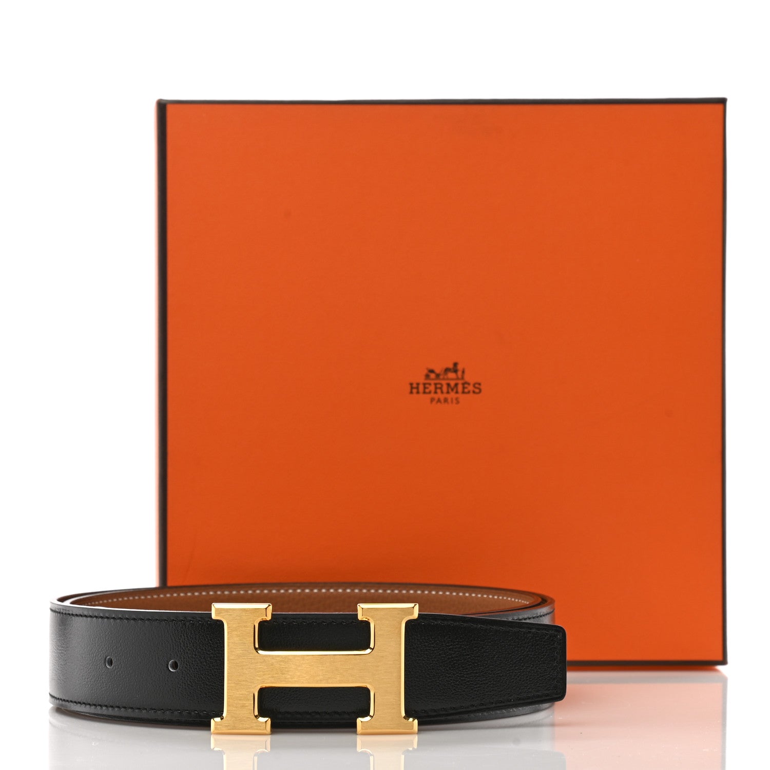 Hermes Box Togo 32mm H Belt 100 Black Gold 7 of 7