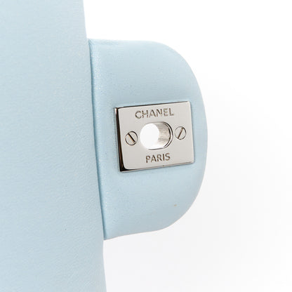 Chanel Perforated Lambskin Quilted Mini Rectangular Flap Light Blue Light Purple White 7 of 13