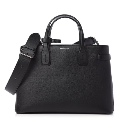 Burberry Derby Calfskin House Check Medium Banner Tote Black 1 of 11