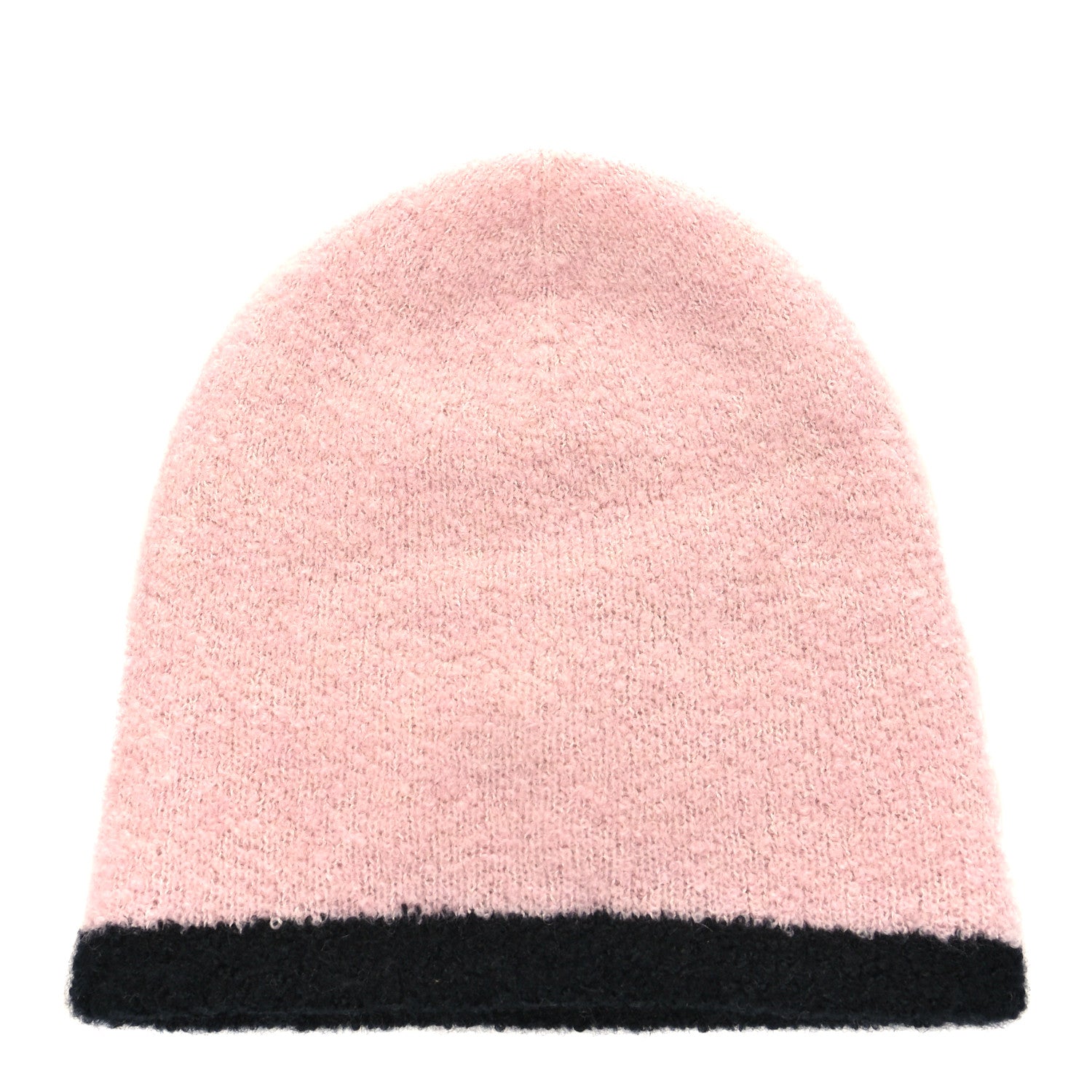 Chanel Cashmere Silk CC Beanie Hat Pink Black 2 of 5
