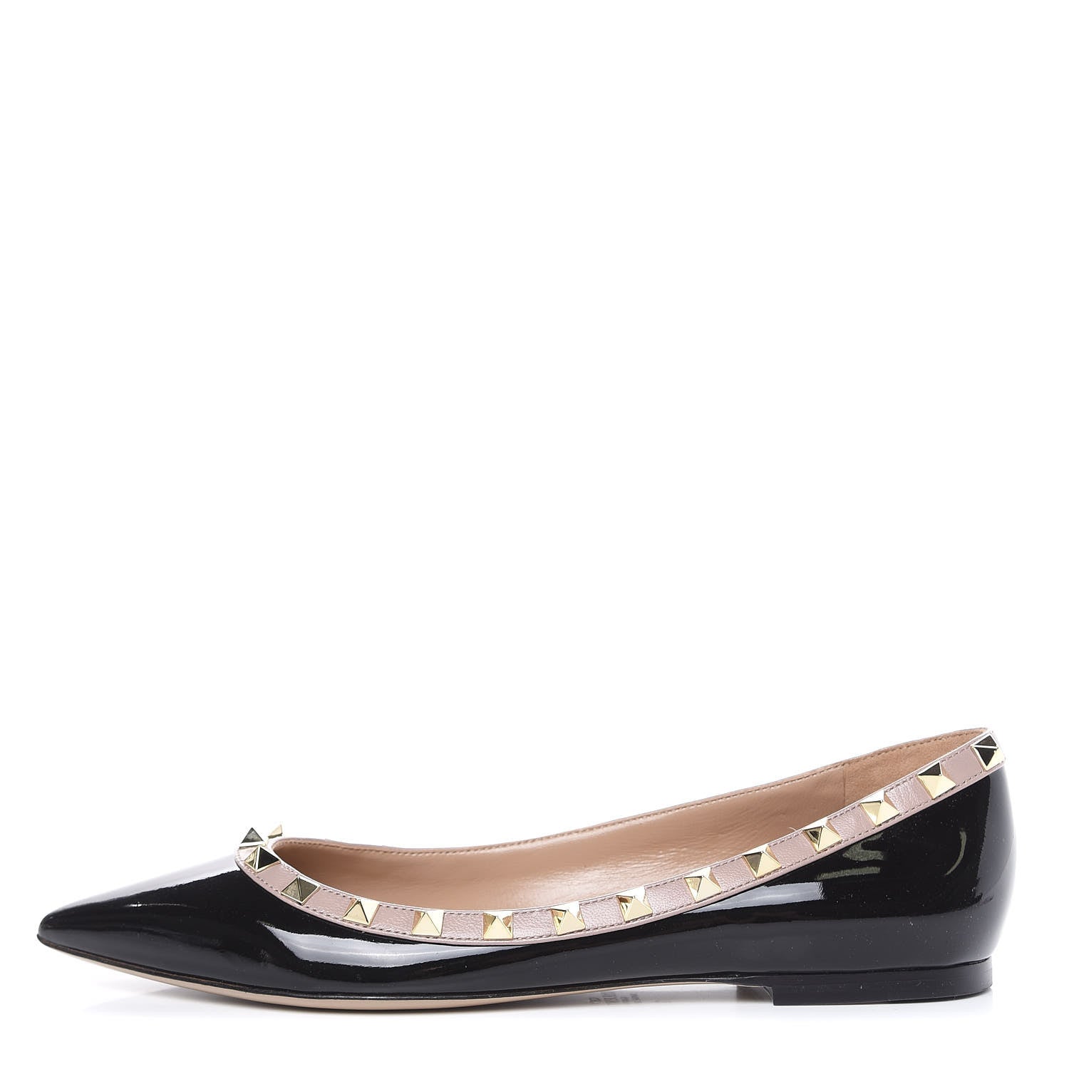 Valentino Garavani Patent Nappa Rockstud Ballerina Flats 38 Black Poudre 1 of 10