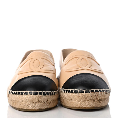 Chanel Lambskin CC Espadrilles 38 Beige Black 2 of 10