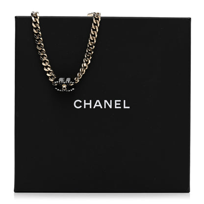 Chanel Crystal Pearl CC Lock Short Necklace Gold Black 6 of 6