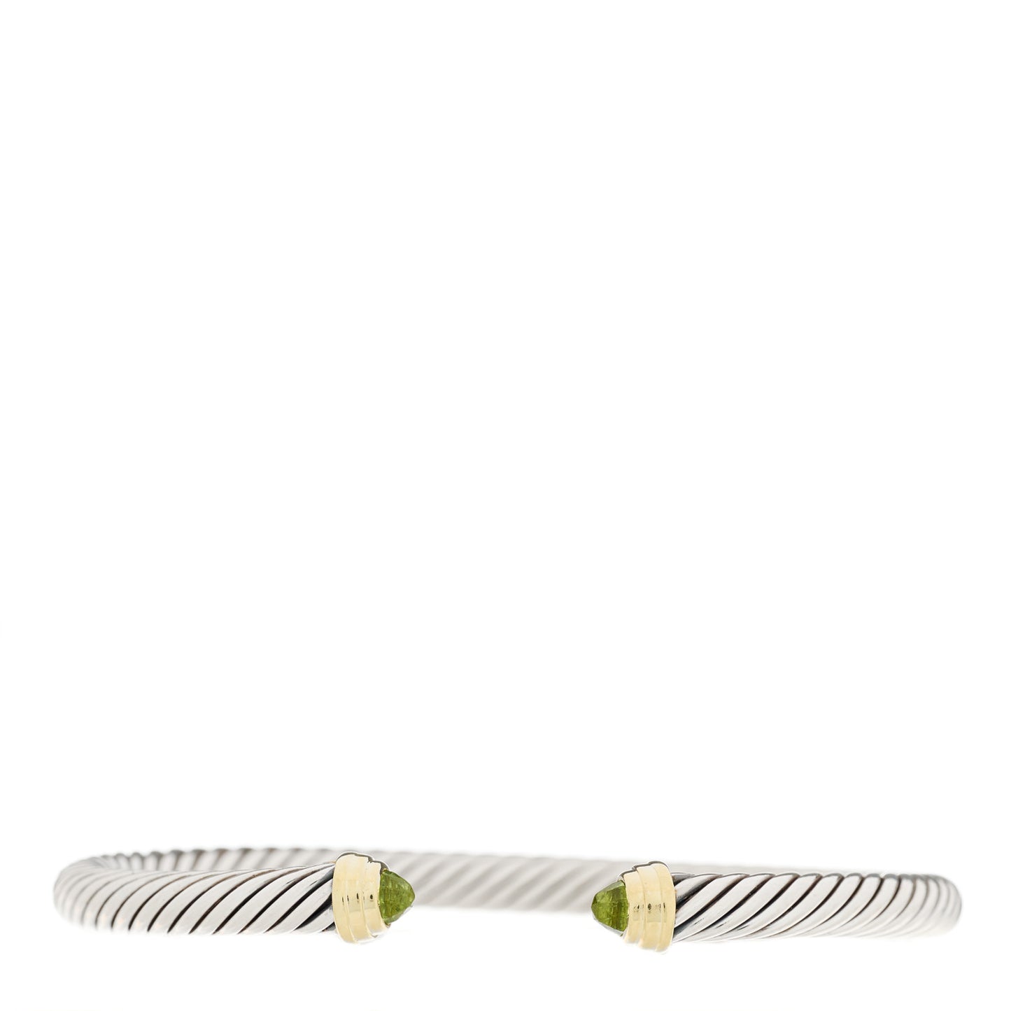 Sterling Silver 14K Yellow Gold Peridot 5mm Cable Classics Petite Color Bracelet