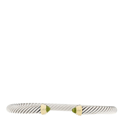 David Yurman Sterling Silver 14K Yellow Gold Peridot 5mm Cable Classics Petite Color Bracelet 1 of 4