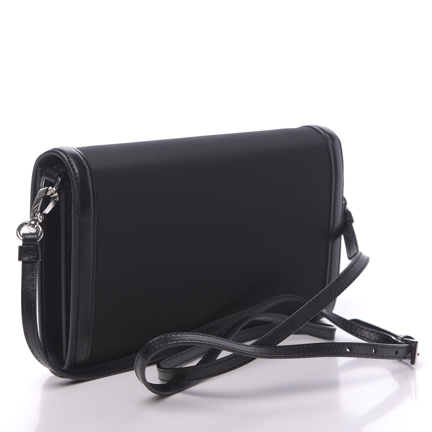 Prada Tessuto Nylon Vitello Wallet on Strap Black 3 of 10