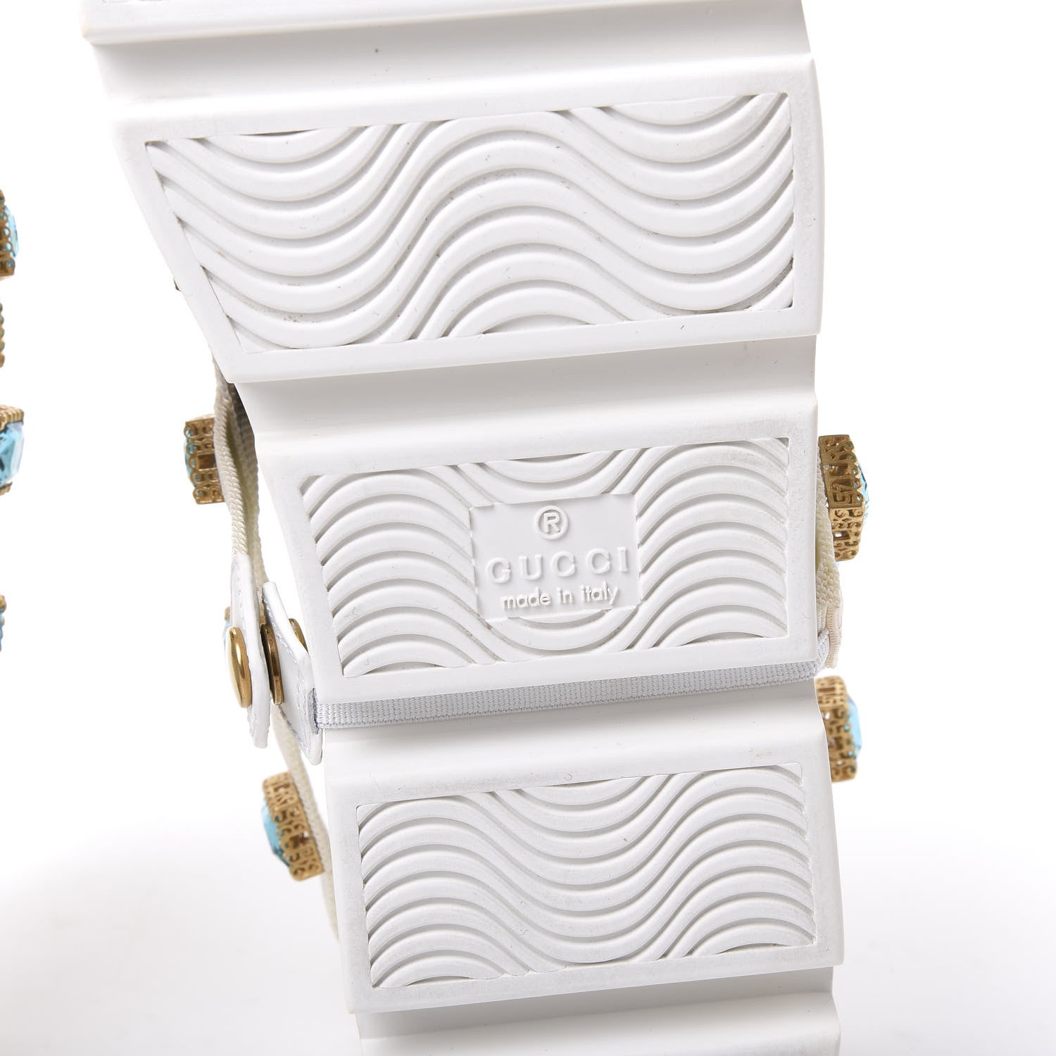 Gucci Calfskin Removable Crystals Bee Embroidered Womens Ace Platform Sneakers 37.5 White 6 of 9