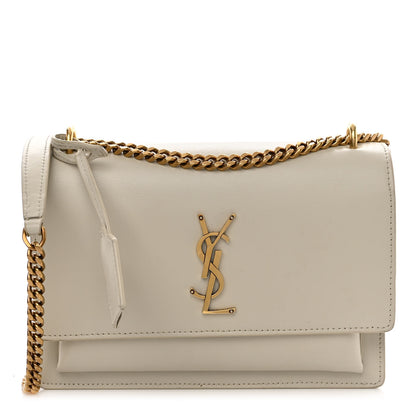 Saint Laurent Smooth Calfskin Medium Monogram Sunset Satchel Blanc Vintage 1 of 12