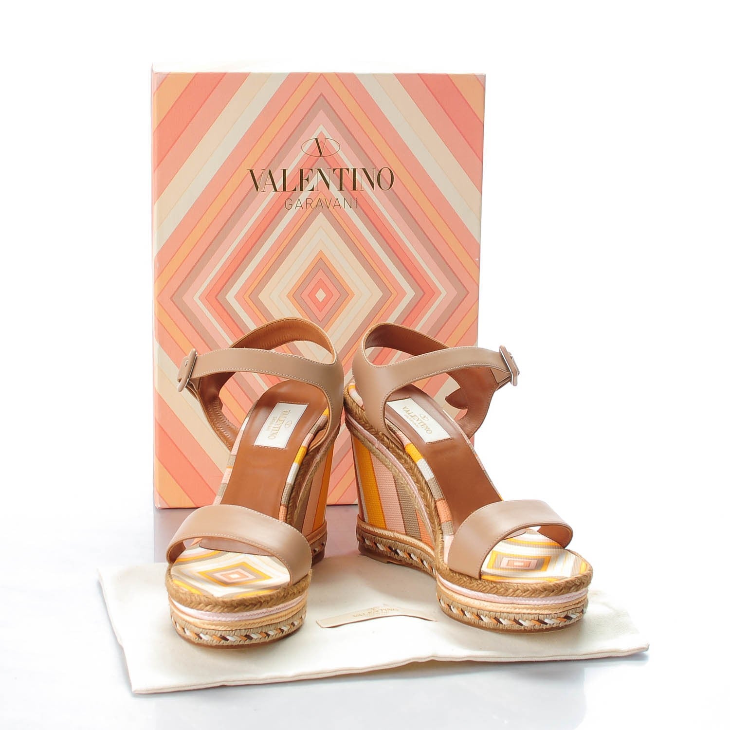 Valentino Garavani Canvas Calfskin Native Couture 1975 Espadrille Wedge Sandals 39 Alpaca Multicolor 8 of 8