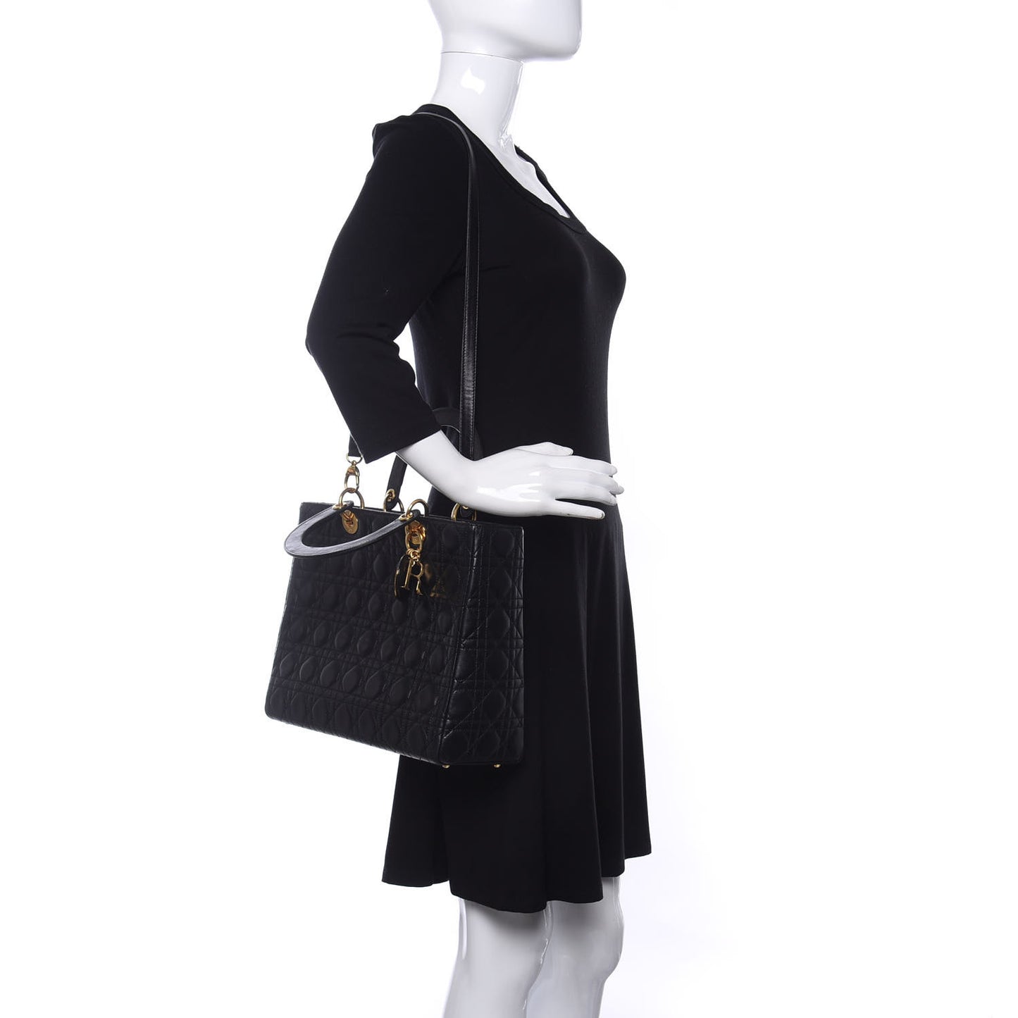 Lambskin Cannage Large Lady Dior Black