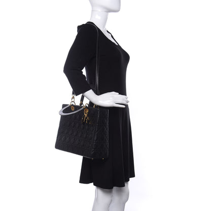 Christian Dior Lambskin Cannage Large Lady Dior Black 2 of 9