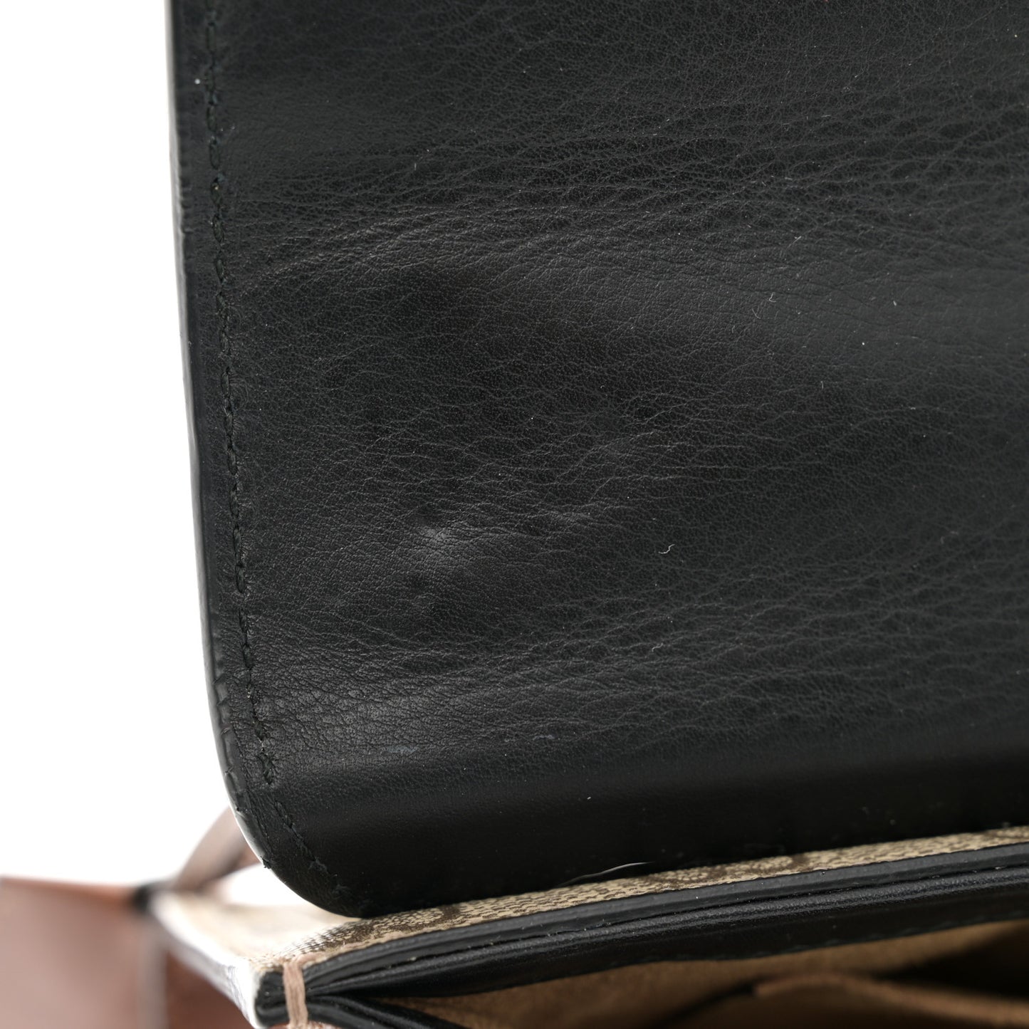 GG Supreme Monogram Calfskin Small Padlock Shoulder Bag Beige Black Cuir