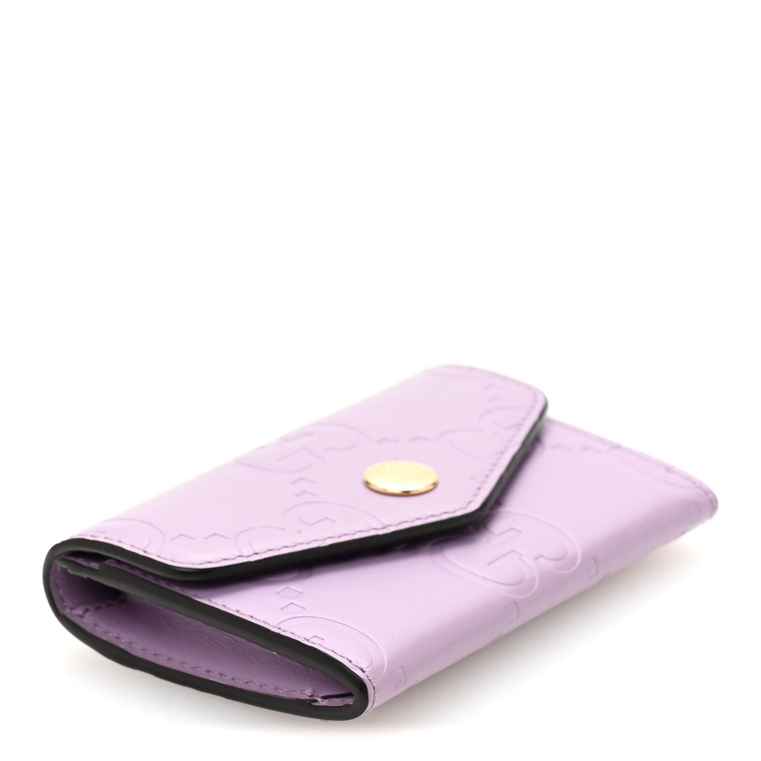 Gucci Calfskin Jumbo GG Embossed Snap Wallet Lilac 4 of 9