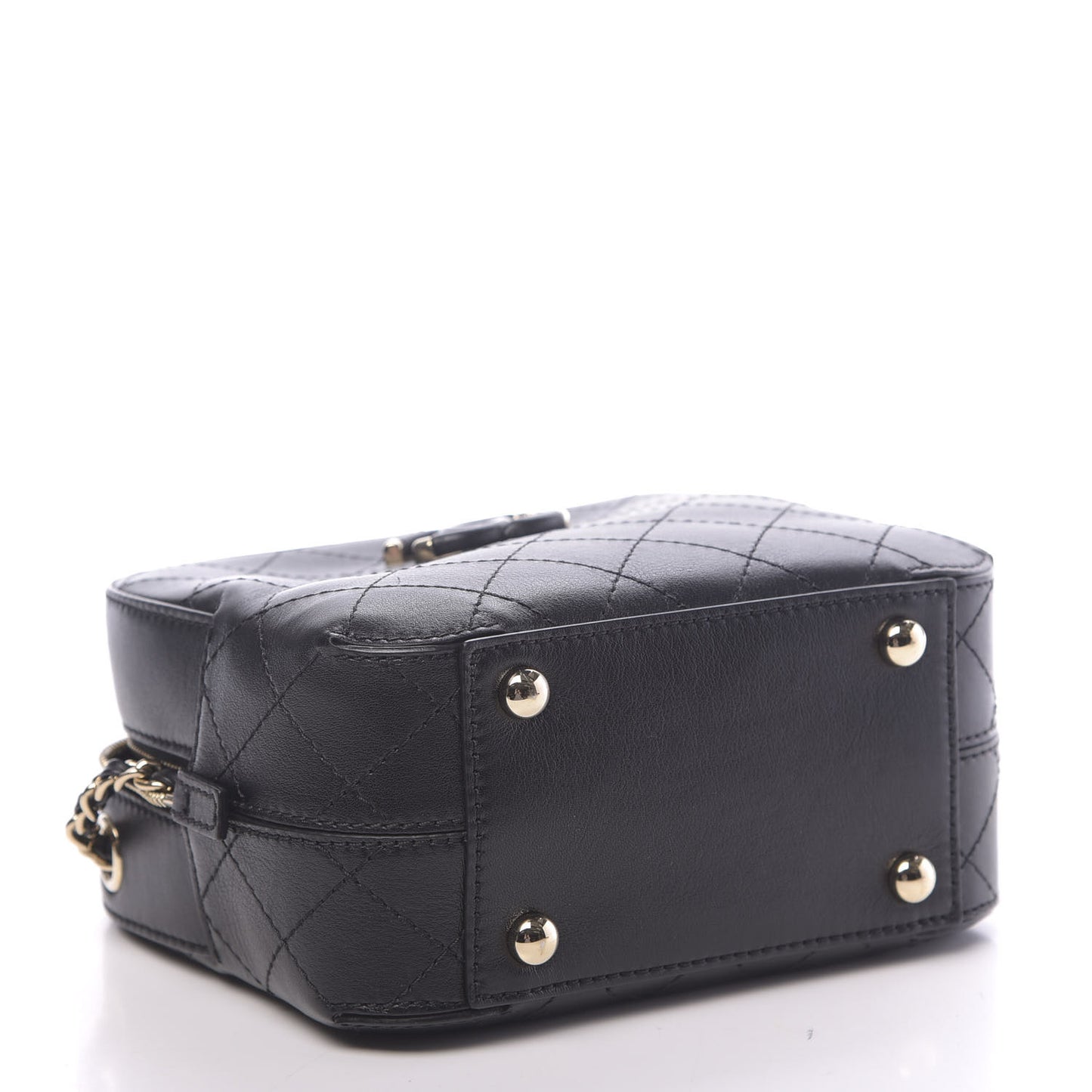 Calfskin Stitched Enamel CC Camera Case Bag Black