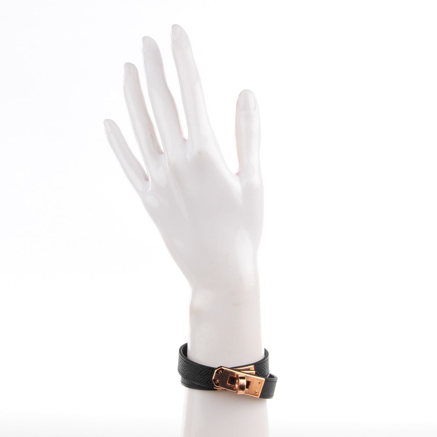 Hermes Epsom Kelly Double Tour Bracelet M Black 2 of 7