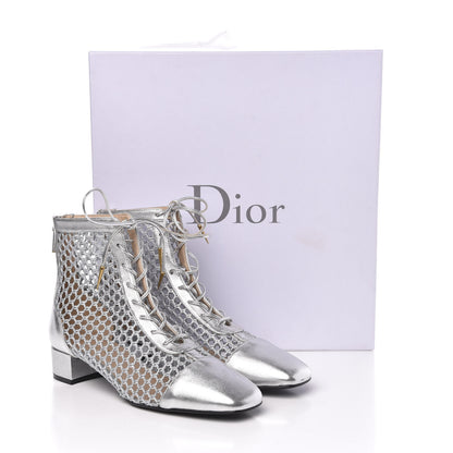 Christian Dior Laminated Lambskin Resille Naughtily-D 30mm Ankle Boots 37.5 Silver 9 of 9