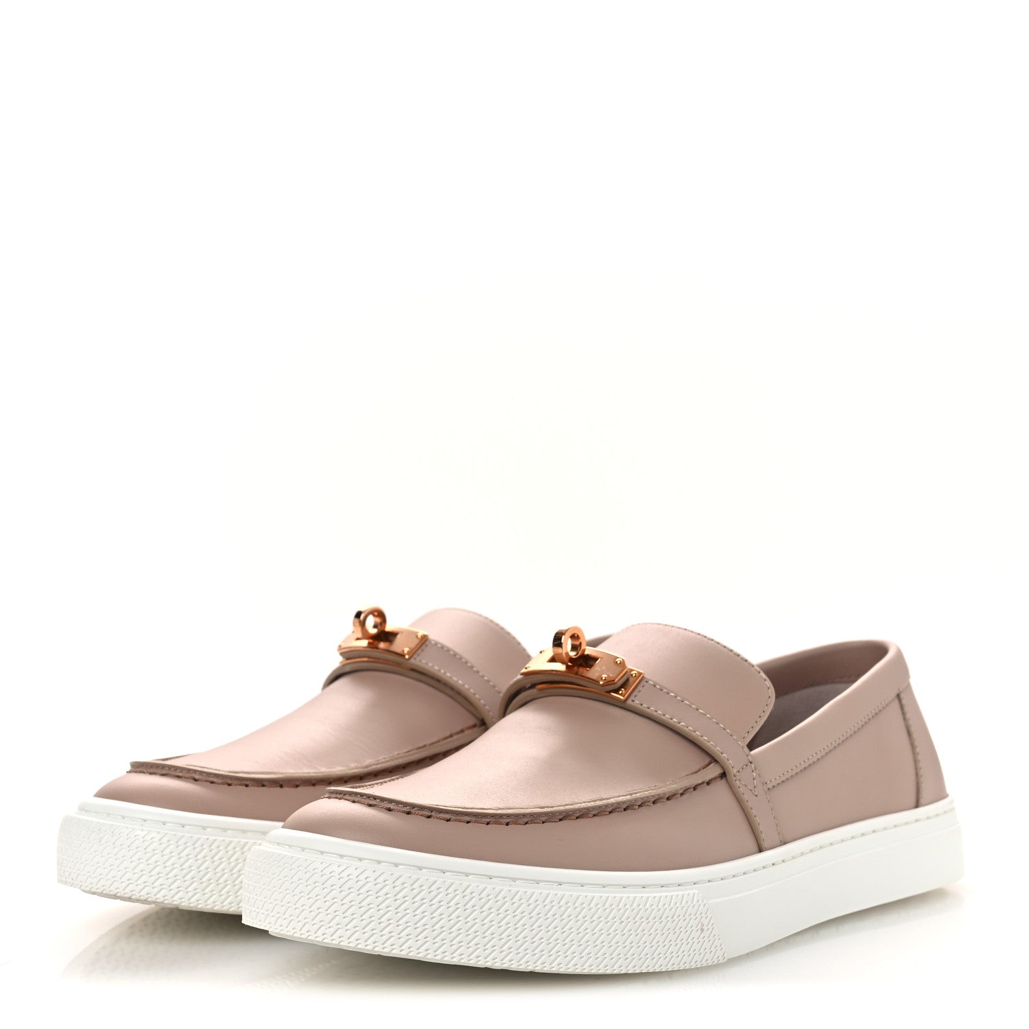 Hermes Calfskin Game Slip On Sneakers 41 Beige Nude 4 of 13