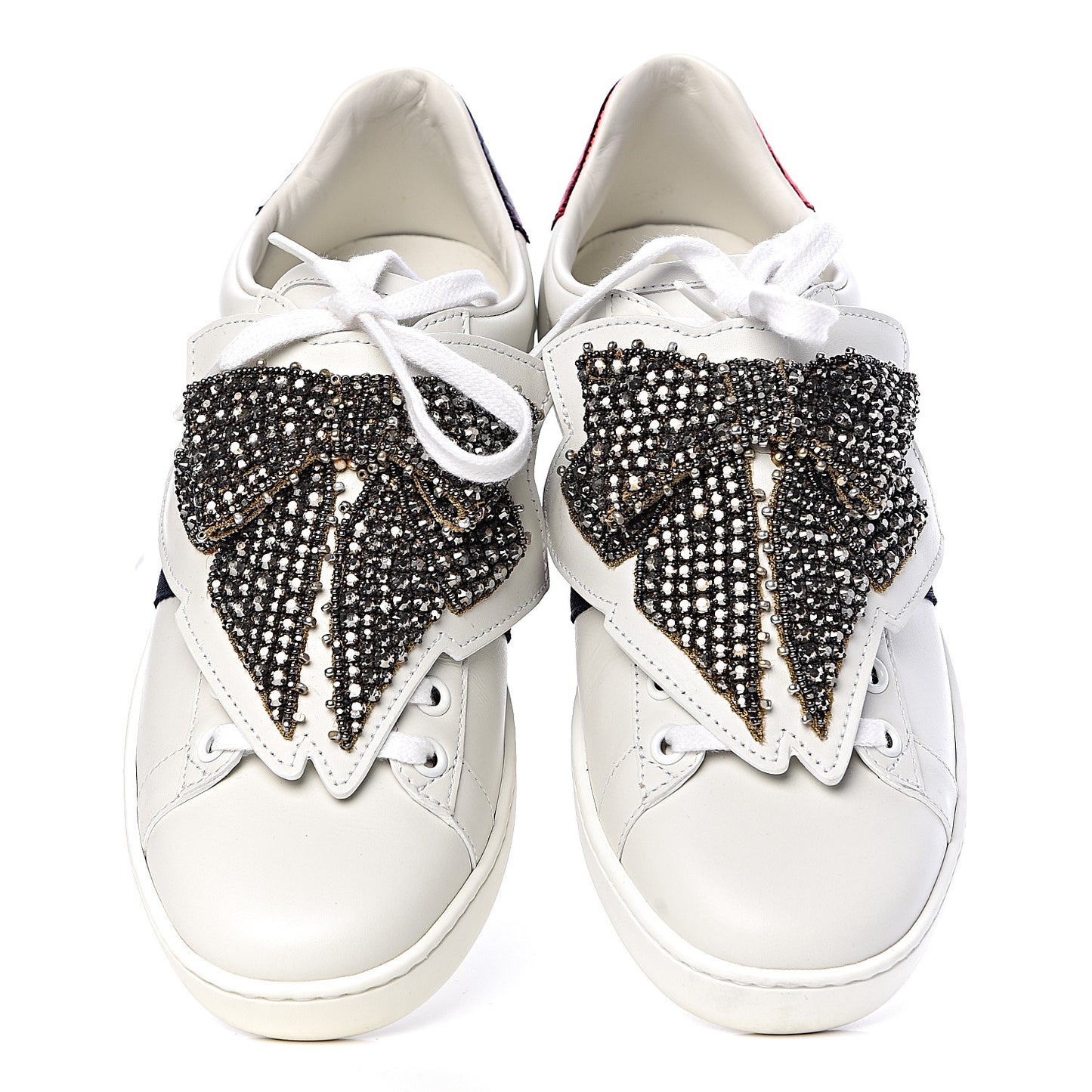Calfskin Ayers Web Womens Ace Bow Lace Sneakers 36.5 White