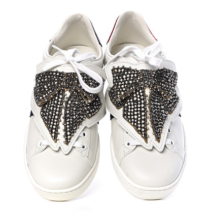 Gucci Calfskin Ayers Web Womens Ace Bow Lace Sneakers 36.5 White 10 of 13