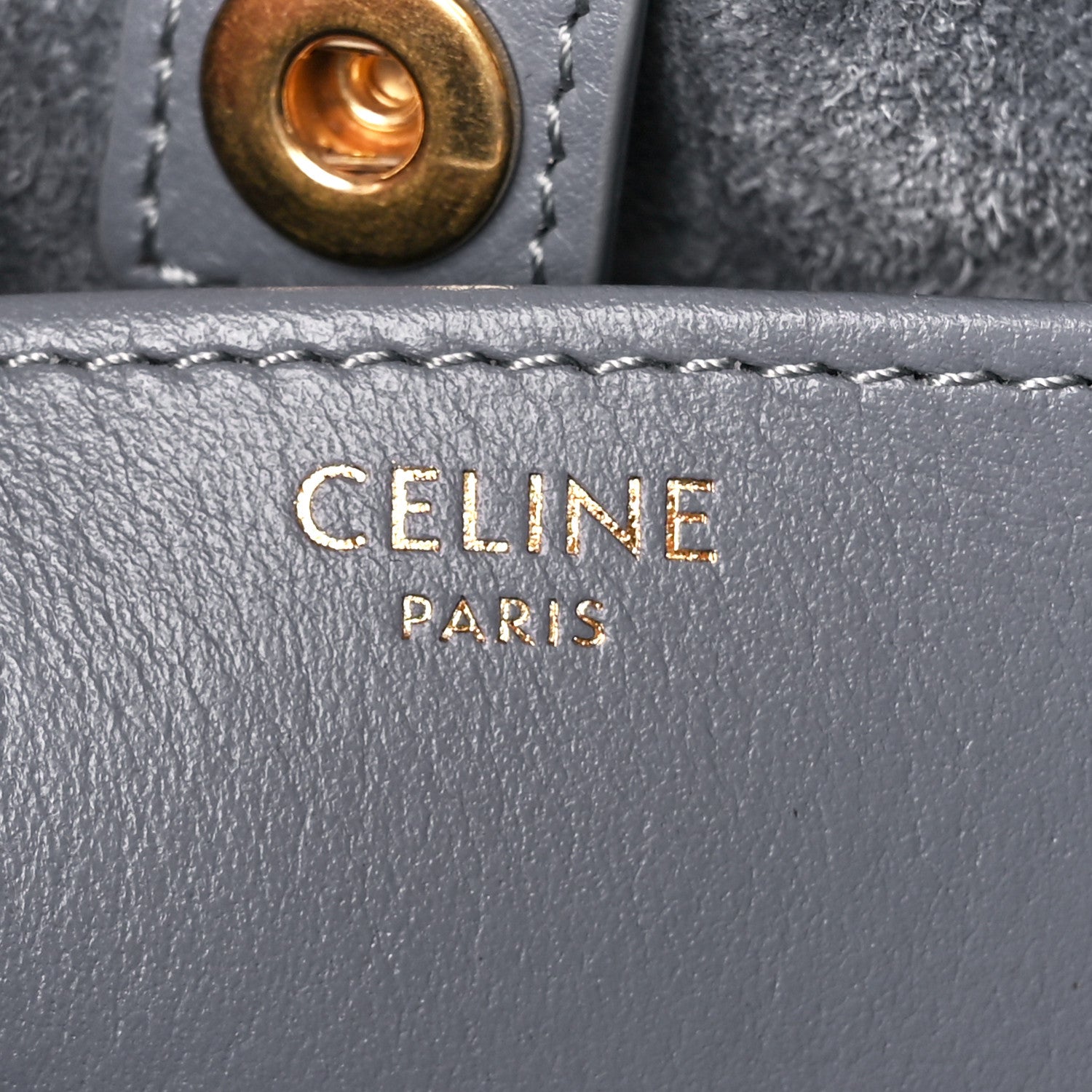 Celine Smooth Calfskin Cuir Small Triomphe Cabas Drawstring Blue Gray 6 of 10