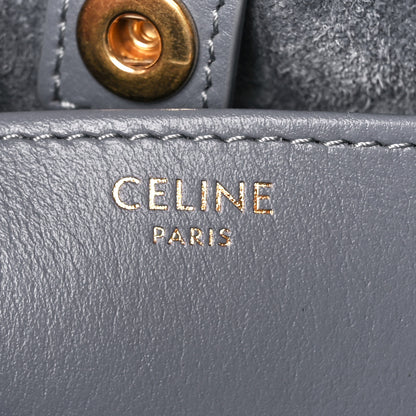 Celine Smooth Calfskin Cuir Small Triomphe Cabas Drawstring Blue Gray 6 of 10