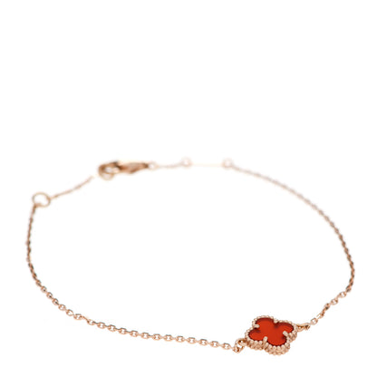 Van Cleef & Arpels 18K Rose Gold Carnelian Sweet Alhambra Bracelet 1 of 6