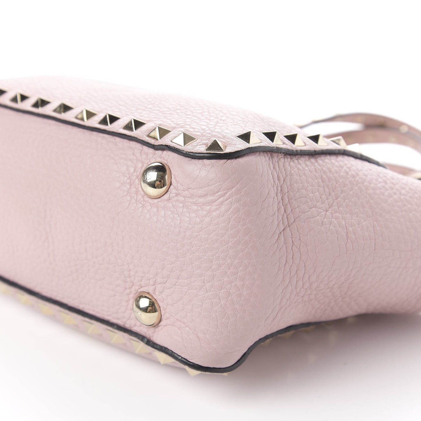 Pebbled Calfskin Mini Rockstud Tote Cipria