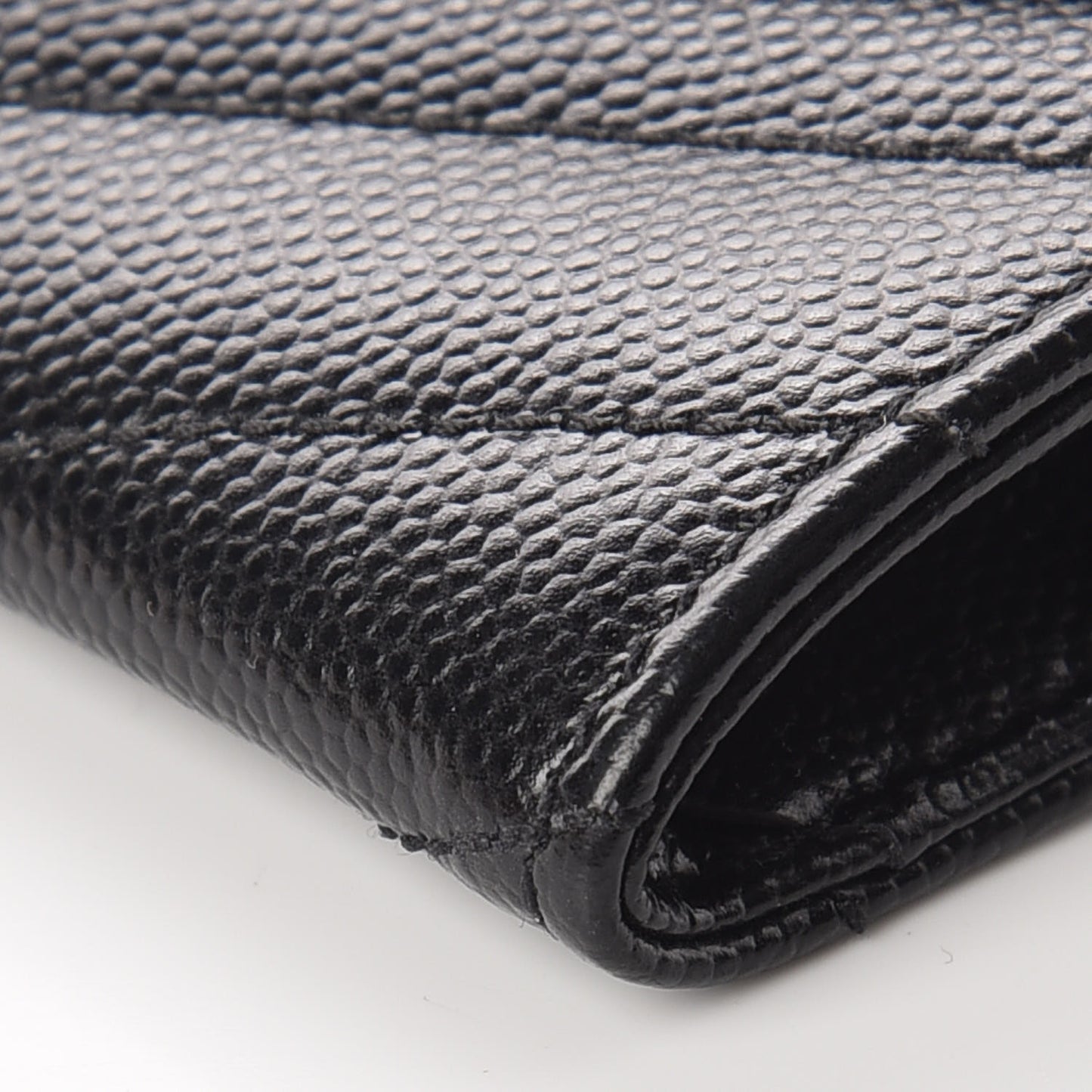 Grain De Poudre Matelasse Chevron Small Monogram Envelope Wallet Black