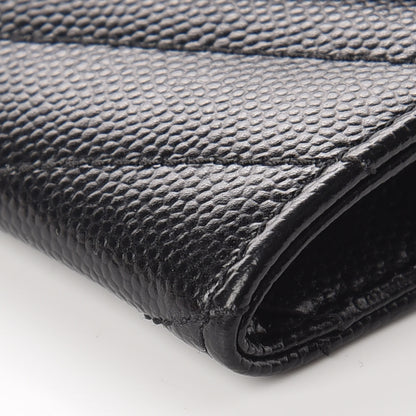 Saint Laurent Grain De Poudre Matelasse Chevron Small Monogram Envelope Wallet Black 6 of 10