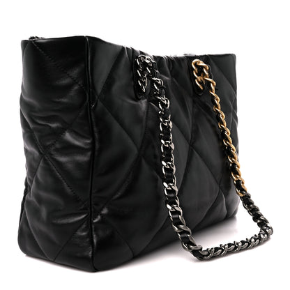 Chanel Lambskin Quilted Chanel 19 East West Shopping Bag Black 3 of 10