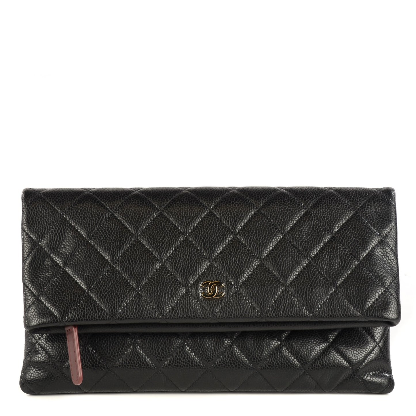 Caviar Quilted CC Beauty Clutch Black