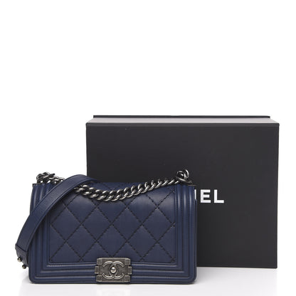 Chanel Calfskin Quilted Small Boy Flap Navy 14 of 14