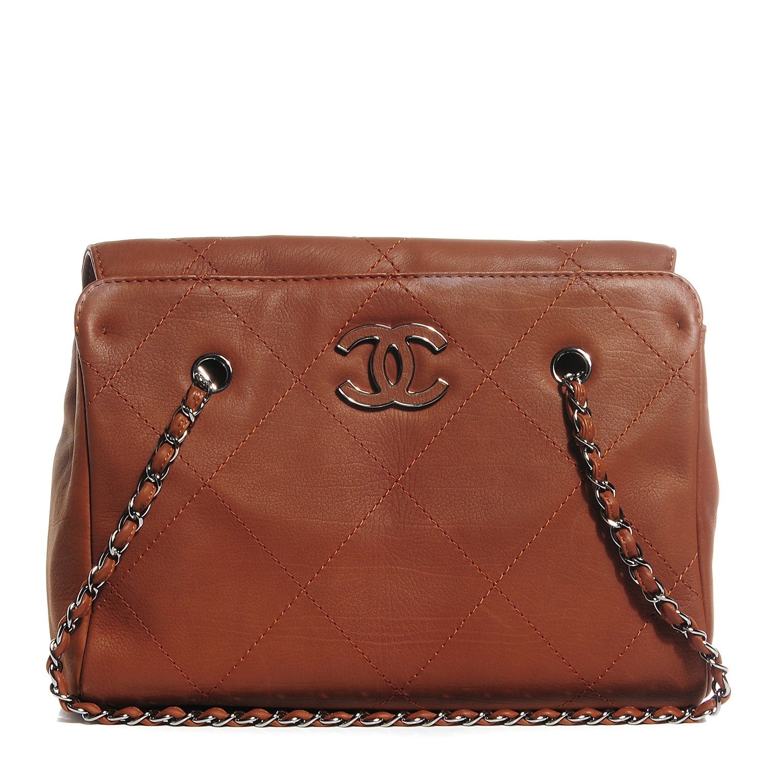 Chanel Washed Calfskin Large Hamptons Shopping Tote Brown 1 of 8