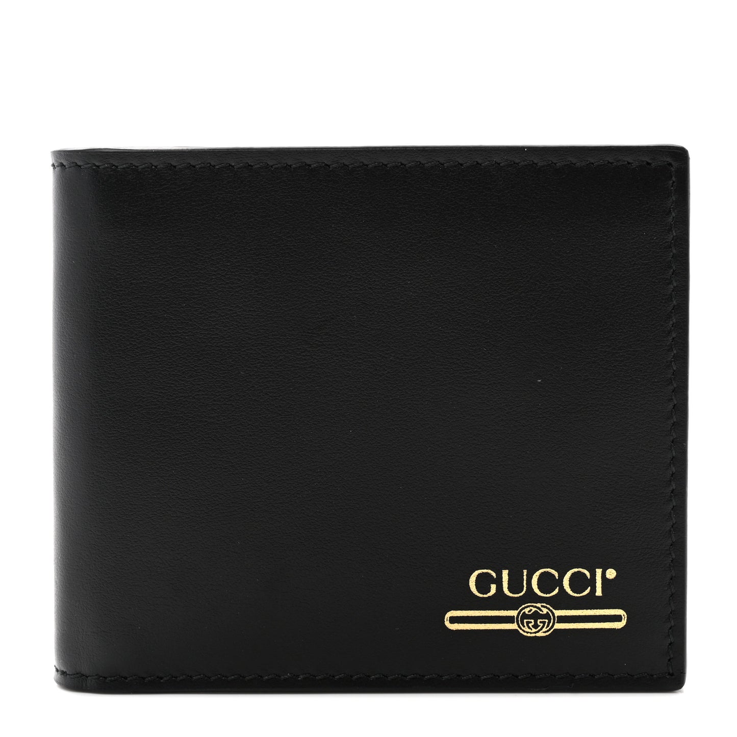 Plutone Calfskin Logo Bi-Fold Wallet Black